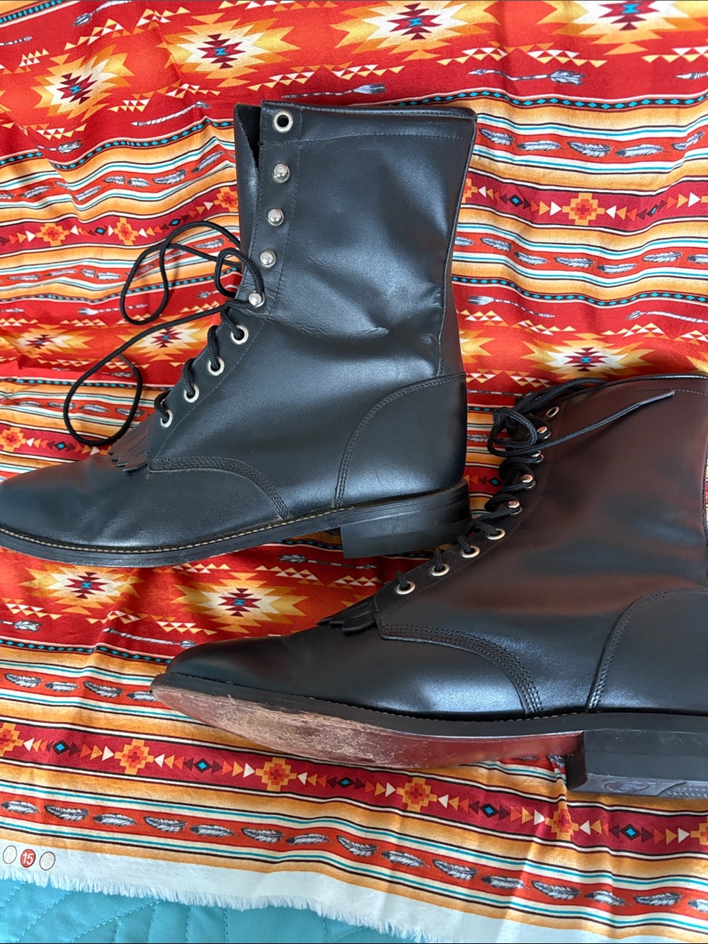 Women’s Justin Roper Black Leather Lace-Up Boots 8.5C - Picture 5 of 8